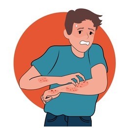 young man scratching hand arm 26